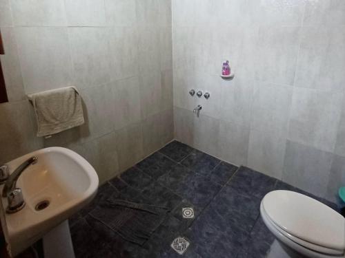 a bathroom with a toilet and a sink at Cabaña PIPINA in Tinogasta