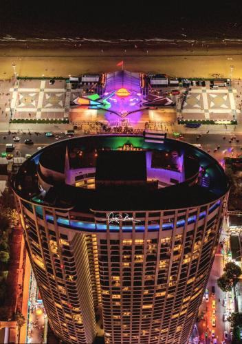 an overhead view of a large building at night at VELA OCEAN LUXURY SUITES Nha Trang Centre in Nha Trang