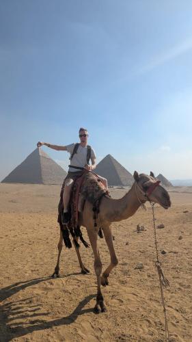 Επισκέπτες που μένουν στο Family view of the pyramids