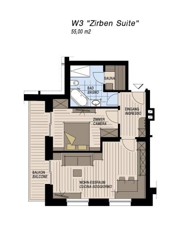 a floor plan of the z villa at Refugium Dolomiten & Chalet in Sillian