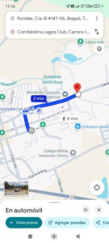 a map showing the location of an amphitheater at Montano apartamento Ibagué in Ibagué