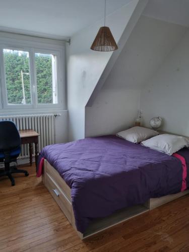 Katil atau katil-katil dalam bilik di Chambre chez l'habitant