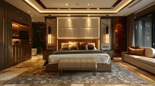 a bedroom with a king sized bed and a couch at Hotel Seven Inn Plaza Near IGI Delhi Airport in New Delhi