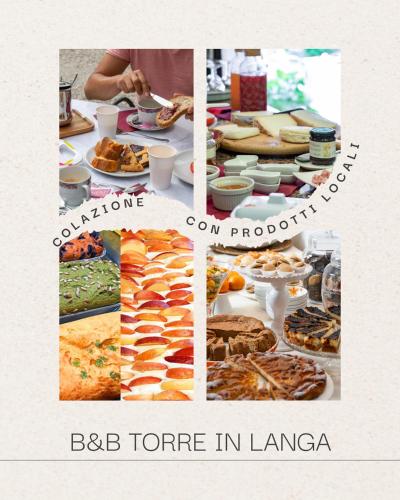 a collage of pictures of food on a table at B&B Torre in Langa in Carrù