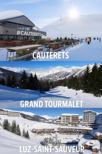 a collage of three pictures of a ski resort at Le Balandrau-Centre Argelès Gazost in Argelès-Gazost