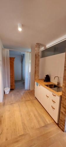 Dapur atau dapur kecil di Übernachten im Münsinger "Albgut" - Hotelzimmer, Ferienwohnungen und Stuben