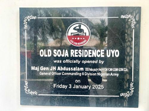 a poster for an oldsoa resistance two was officially opened by may aust at Old Soja Residence Uyo in Itiam Etoi