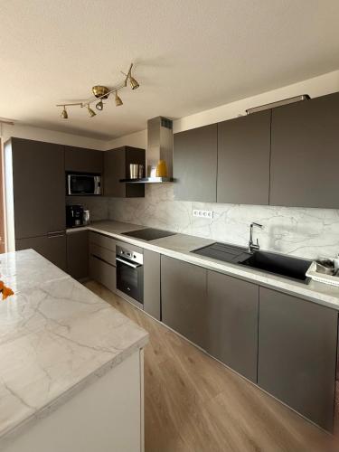 Η κουζίνα ή μικρή κουζίνα στο T4 top floor with terrace & parking Ostwald