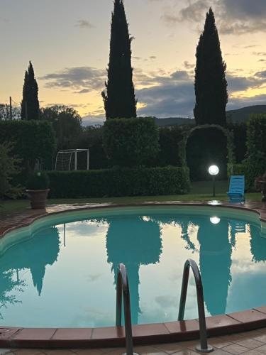 a swimming pool in a yard with trees at RelaxHomeHoliday in Panicale