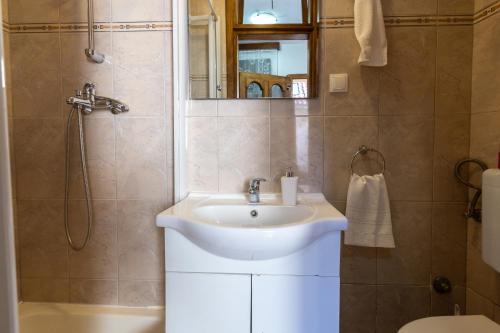 a bathroom with a sink and a shower at Apartments by the sea Stari Grad, Hvar - 22052 in Stari Grad