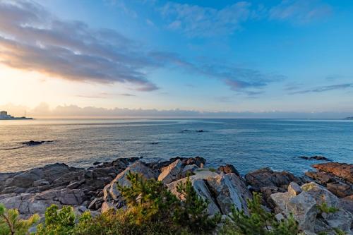 a view of the ocean from a rocky beach at The Moving Caravan 