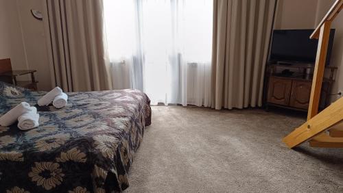 a hotel room with a bed and a television at Hotel St. George Pobedonosets in Bansko