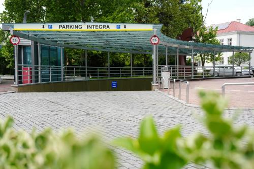 a bus stop in front of a bus station at Apart-hotel Integra in Banja Luka