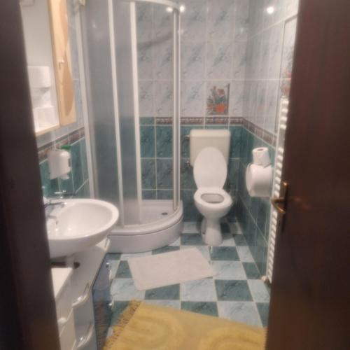 a bathroom with a toilet and a sink at Apartman Kenedi3 in Kiseljak