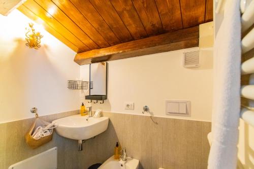 a bathroom with a sink and a mirror at Idiana Bed and Breakfast in LʼAquila