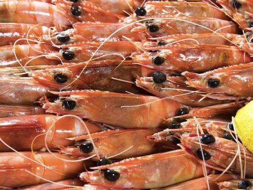 a pile of lobsters with black olives on them at Novotel Surfers Paradise in Gold Coast