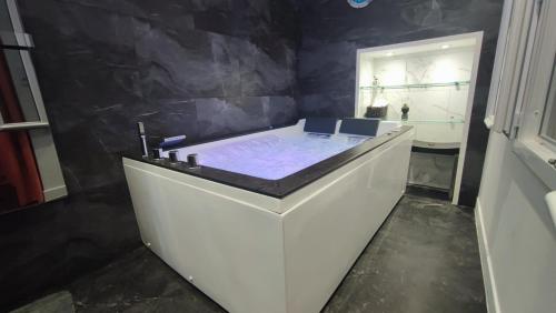 ディジョンにあるSPA Dijon Historic Center - Unusual - Designのバスルーム(白いバスタブ、シンク付)