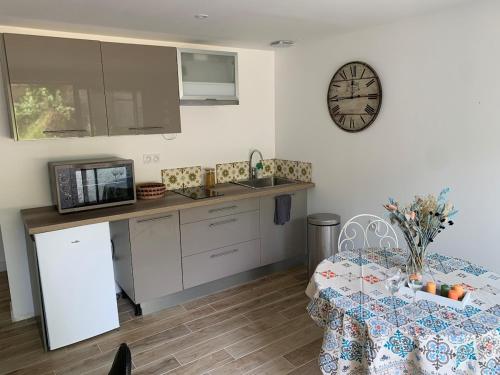Kuchyň nebo kuchyňský kout v ubytování Logement T2 et Véritable écrin de verdure en ville