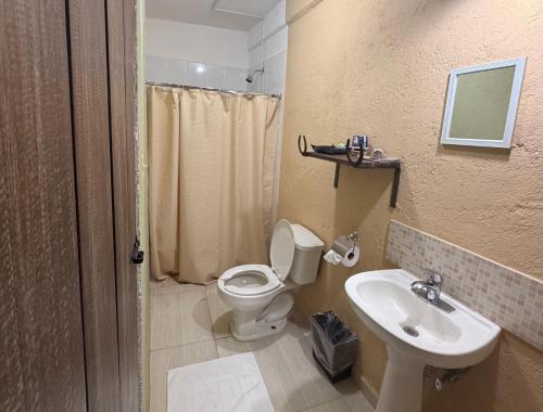 a bathroom with a toilet and a sink at West Refugio in San Juan del Río