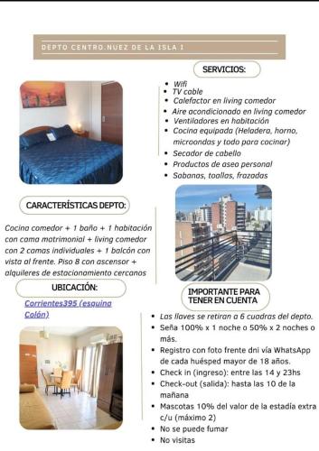 a screenshot of a flyer for a hotel room at Nuez de la Isla "Centro Apart"-MICROCENTRO- Balcón al frente 8vo in Paraná