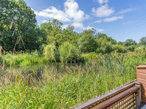 a view of a river with grass and trees at Waterside Lodge Thirteen - Uk11853 in Southowram