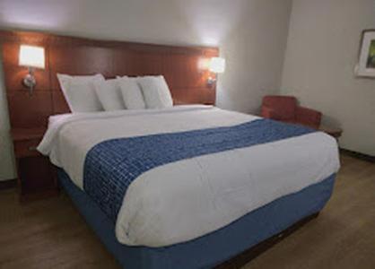 a bedroom with a large bed in a hotel room at TravelodgeInn in Petersburg