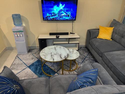 Posezení v ubytování Gee homes kamakis