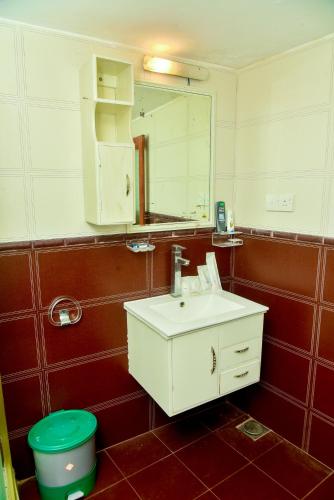 a bathroom with a sink and a mirror at Villa Thotiya in Aluthgama