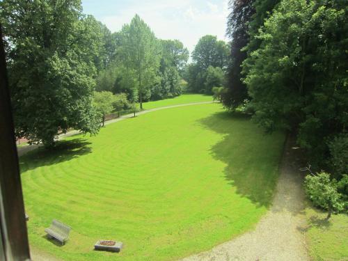 an overhead view of a park with a bench and trees at Luxury Castle, Basse-Bodeux in Basse-Bodeux