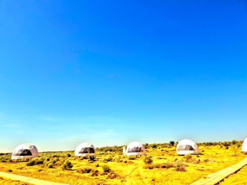a group of domes in the middle of the desert at Crystal Resort in Sām