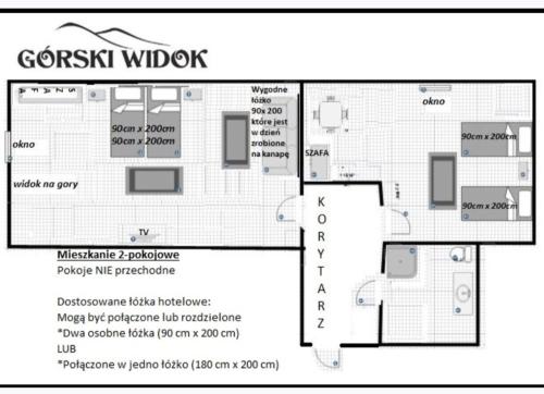 Půdorys ubytování Gorski Widok Karpacz Apartamenty i Pokoje- Salon Kominkowy
