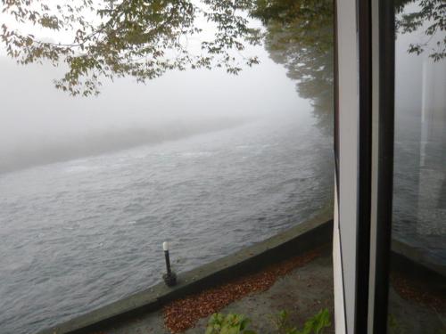 a view of the water from a window at 料理自慢の温泉宿せせらぎ荘 in Chichibu