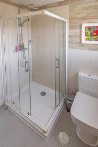 a shower stall in a bathroom with a toilet at Mar de Sal in Teguise