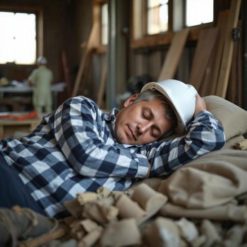 a man sleeping on a couch with a hat on his head at Zweizimmerwohnung für Monteure & Bauarbeiter in Leuna