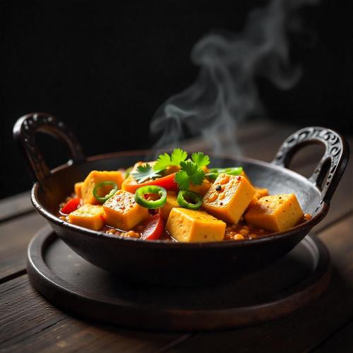 een kom met tofu en groenten op tafel bij Hotel Silver Fountain Ranchi in Rānchī