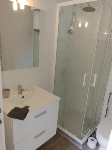 Ένα μπάνιο στο Superbe appartement au calme saint martin vésubie