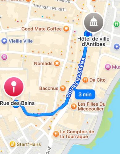 a map of the city of paris with attractions at Cosy&Grand 2P lumineux au cœur du vieil Antibes in Antibes