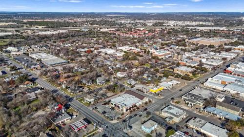 an aerial view of a city with buildings at Mid Century Cozy & Quiet Home-Walk to the Square in Georgetown