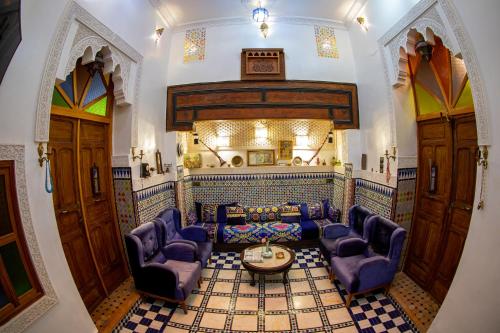 Ruang duduk di Riad Misk Fez