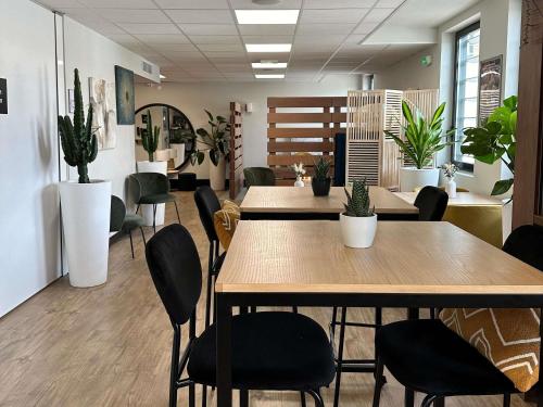an office with tables and chairs and potted plants at ibis Lyon Sud Oullins in Oullins