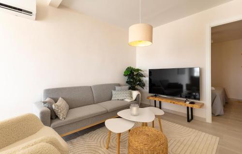 a living room with a couch and a tv at Stunning Apartment In Guardamar Del Segura in El Moncayo