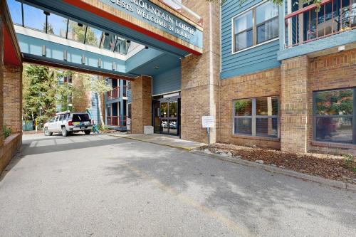 an empty street in front of a building at Blue River Escapade in Breckenridge