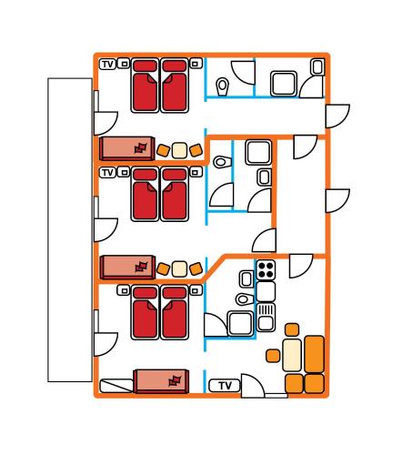 a floor plan of a house with furniture at Aparthotel Markushof in Wagrain