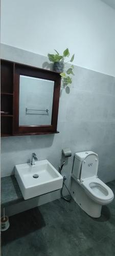 a bathroom with a toilet and a sink at Siri Villa Kandy in Kandy
