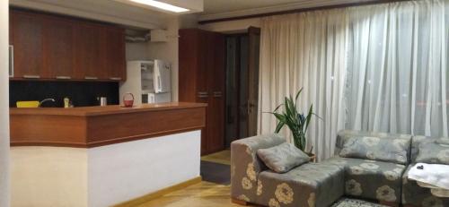 Η κουζίνα ή μικρή κουζίνα στο Солнечная квартира