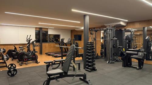 a gym with many exercise equipment in a room at Luxo na Gloria in Rio de Janeiro