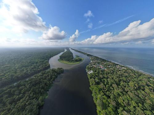 an island in the middle of a body of water at Cabinas Tortuguero Natural in Tortuguero