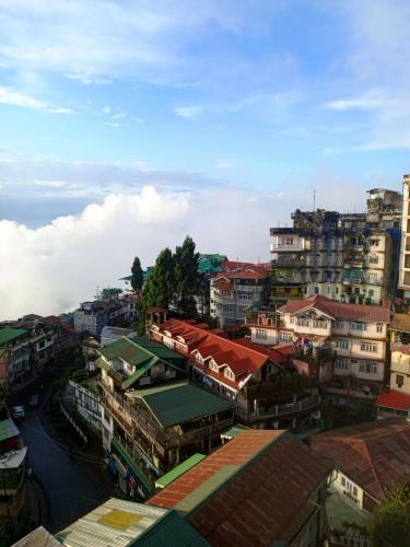 an overhead view of a city with buildings at Hotel Arjay Valley, Pure Veg Luxury Hotel in Darjeeling