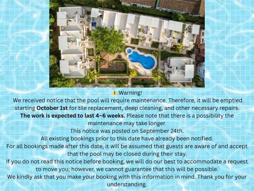 a warning we received notice that the pool will require at Sunny Tropical Condo And Rooftop Terrace in Coco