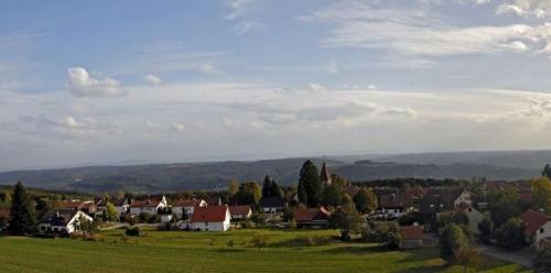 a small town in a green field with houses at Pension Griebel in Buoch